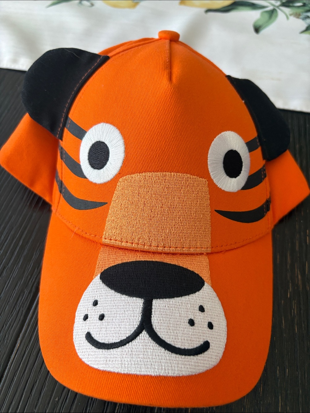 Kids Orange Tiger Face Baseball Cap